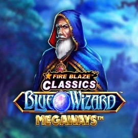 Fire Blaze Blue Wizard Megaways slot visual from Rarestone Gaming available on rodeoslots.org